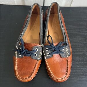 Sebago Women's Slip On Boat Shoes Brown Blue Leather Casual Size 8 M
